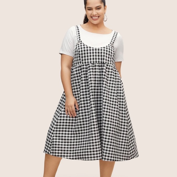 BloomChic Round Neck Gingham Adjustable Straps Dress - Picture 3 of 7